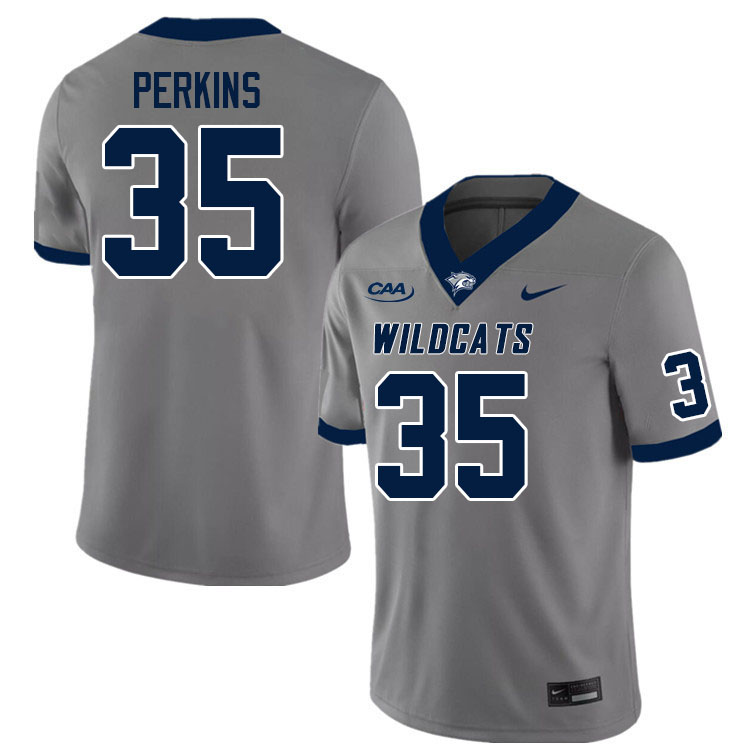 New Hampshire Wildcats #35 Brandon Perkins College Football Jerseys Stitched Sale-Grey